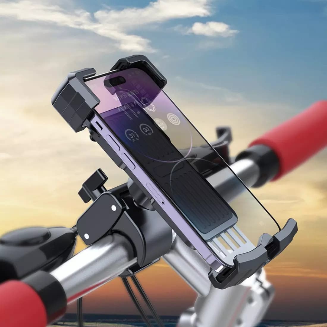 Bike Phone Holder, Phone Mount for Bicycle and Motorcycle Handlebar, Strong