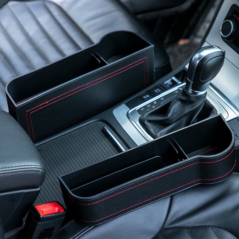 Pair Black Car Seat Gap Catcher Filler Storage Box Pocket Organizer Holder