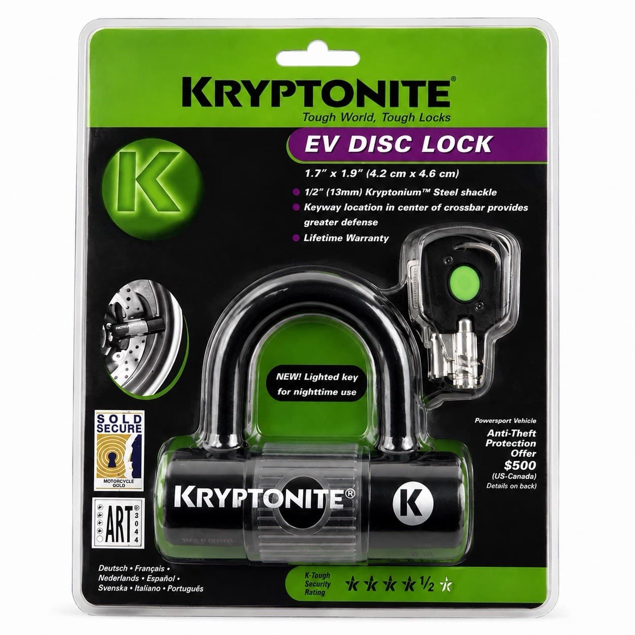 Kryptonite Evolution Bike Disc Lock, Small ULock 13mm Shack BLACK