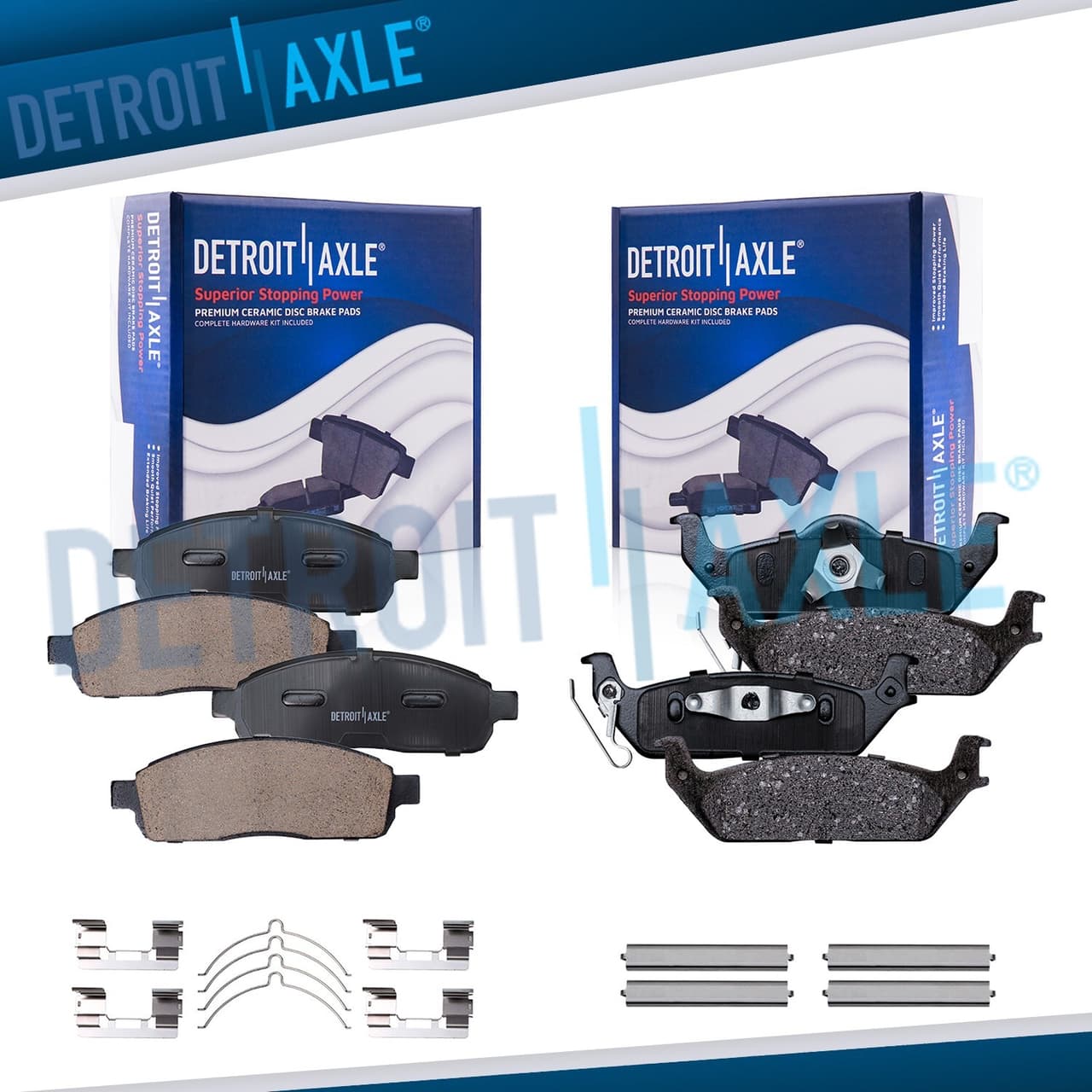 Front and Rear Ceramic Brake Pads Set for 2004 - 2008 Ford F-150 Lincoln Mark LT