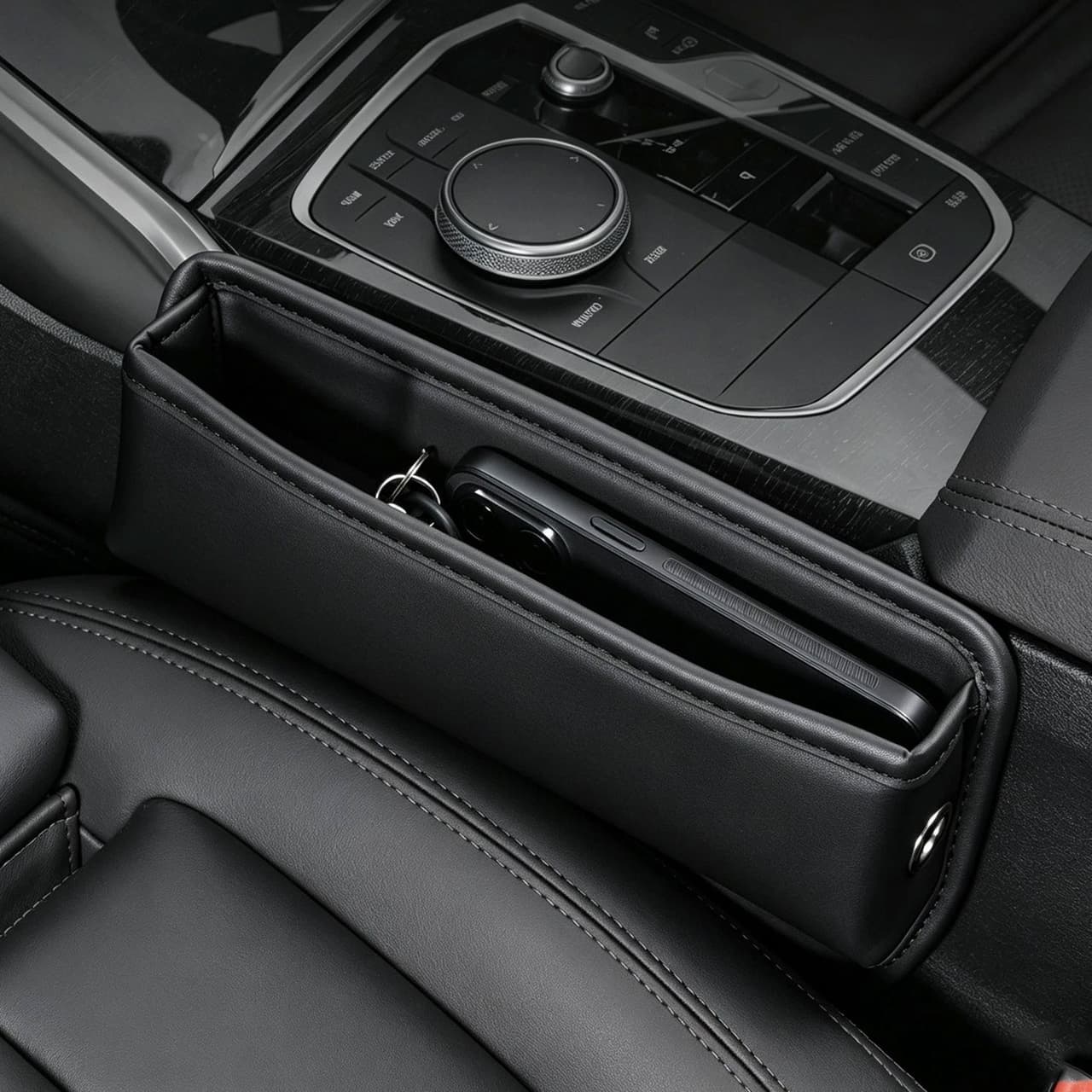 Car Seat Seam Organizer, Left & Right Phone Holder Auto Interior Storage Pouch
