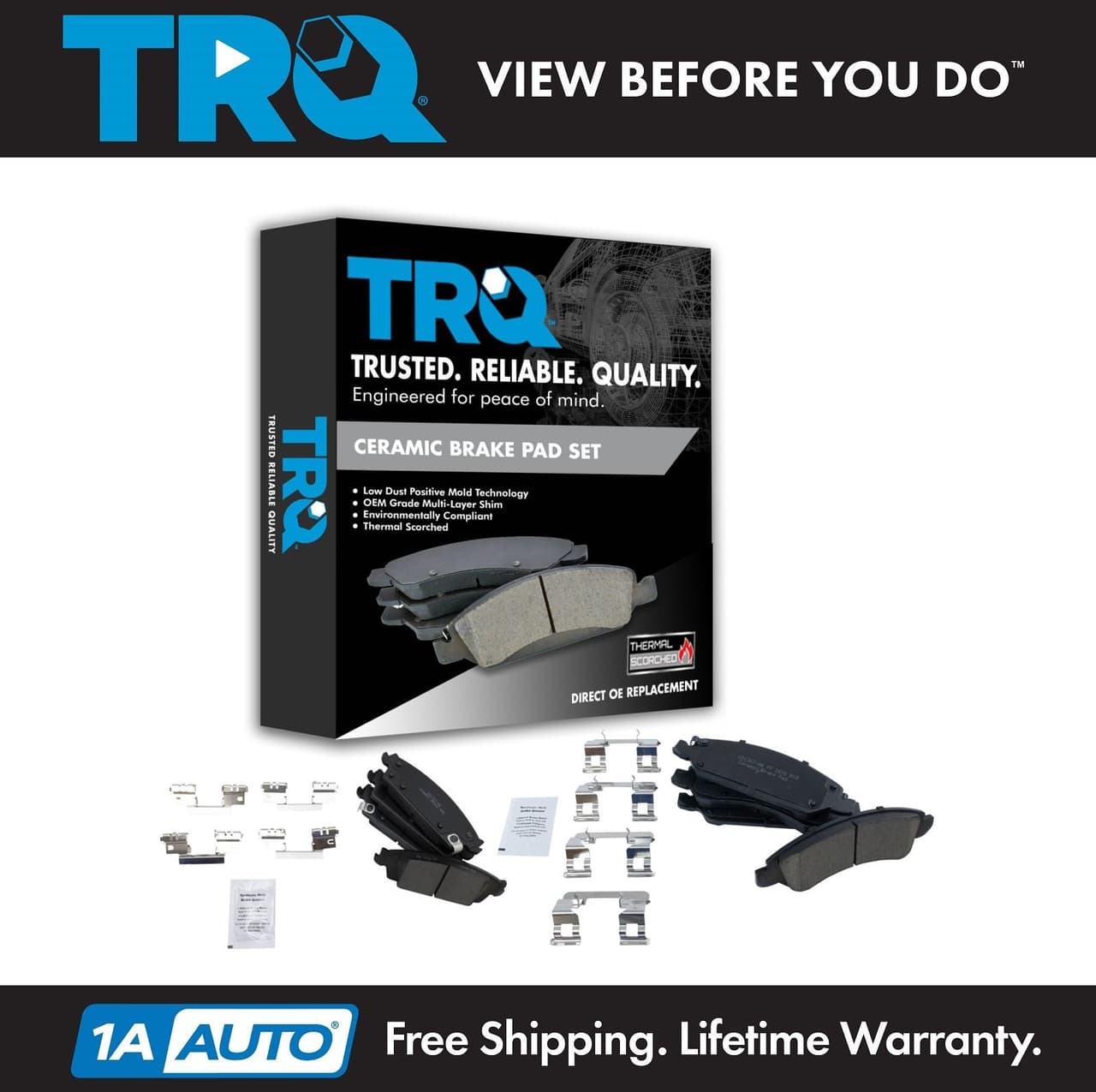TRQ Front & Rear Ceramic Brake Pads 2pc Set Fits 2015-20 Chevrolet Tahoe