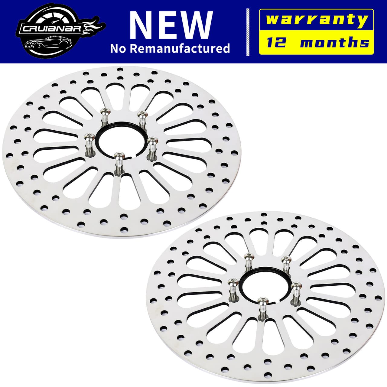 2PCS 11.5" Front Brake Rotors Polished for Harley Touring Softails Electra Glide