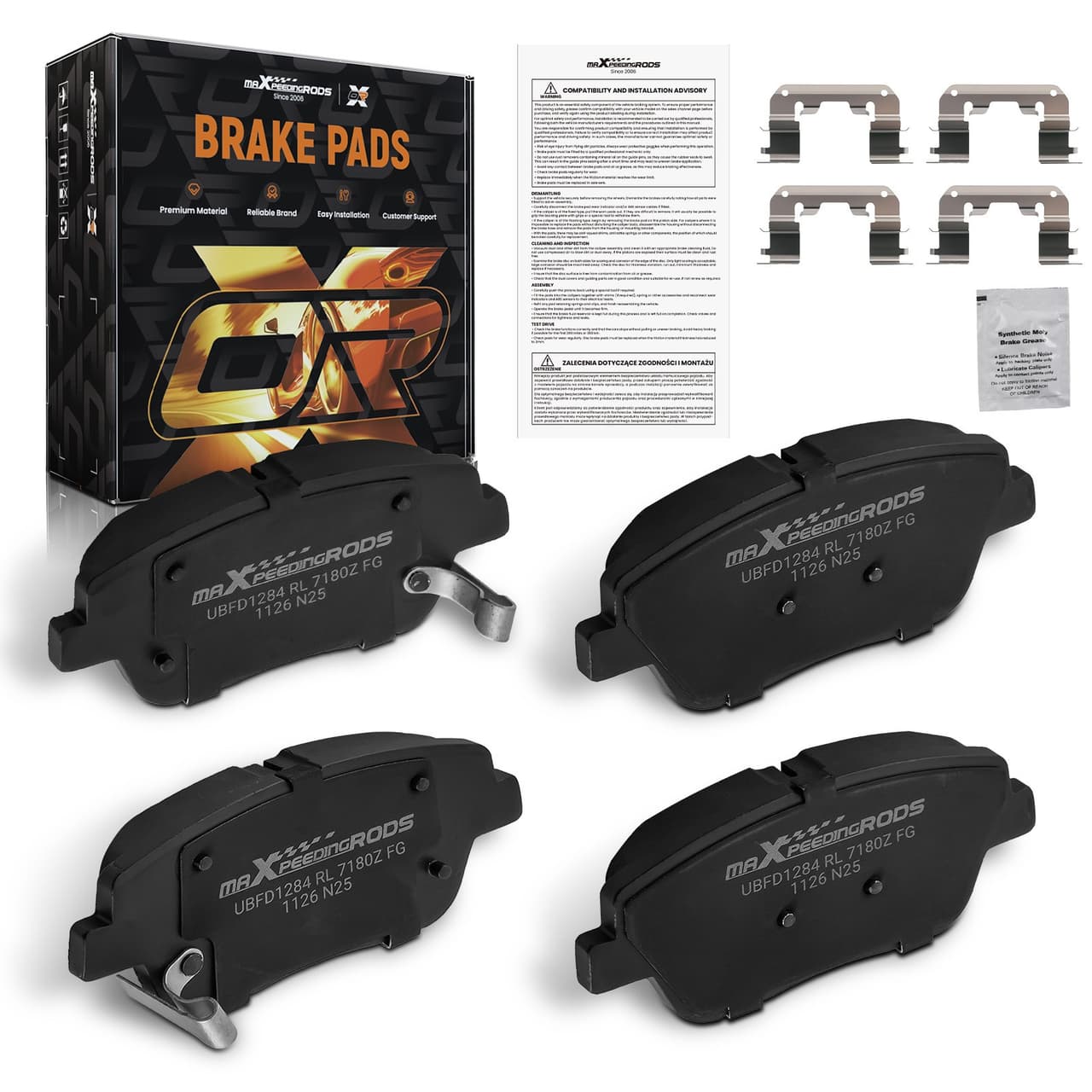 Front Ceramic Brake Pads Set for Hyundai Sonata 2011-15/Kia Optima 2011-16 D1444