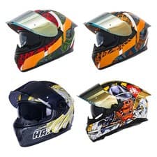 HAX Obsidian Full Face Dual Visor Adult Motorcycle Helmet Pinlock Ready DOT ECE