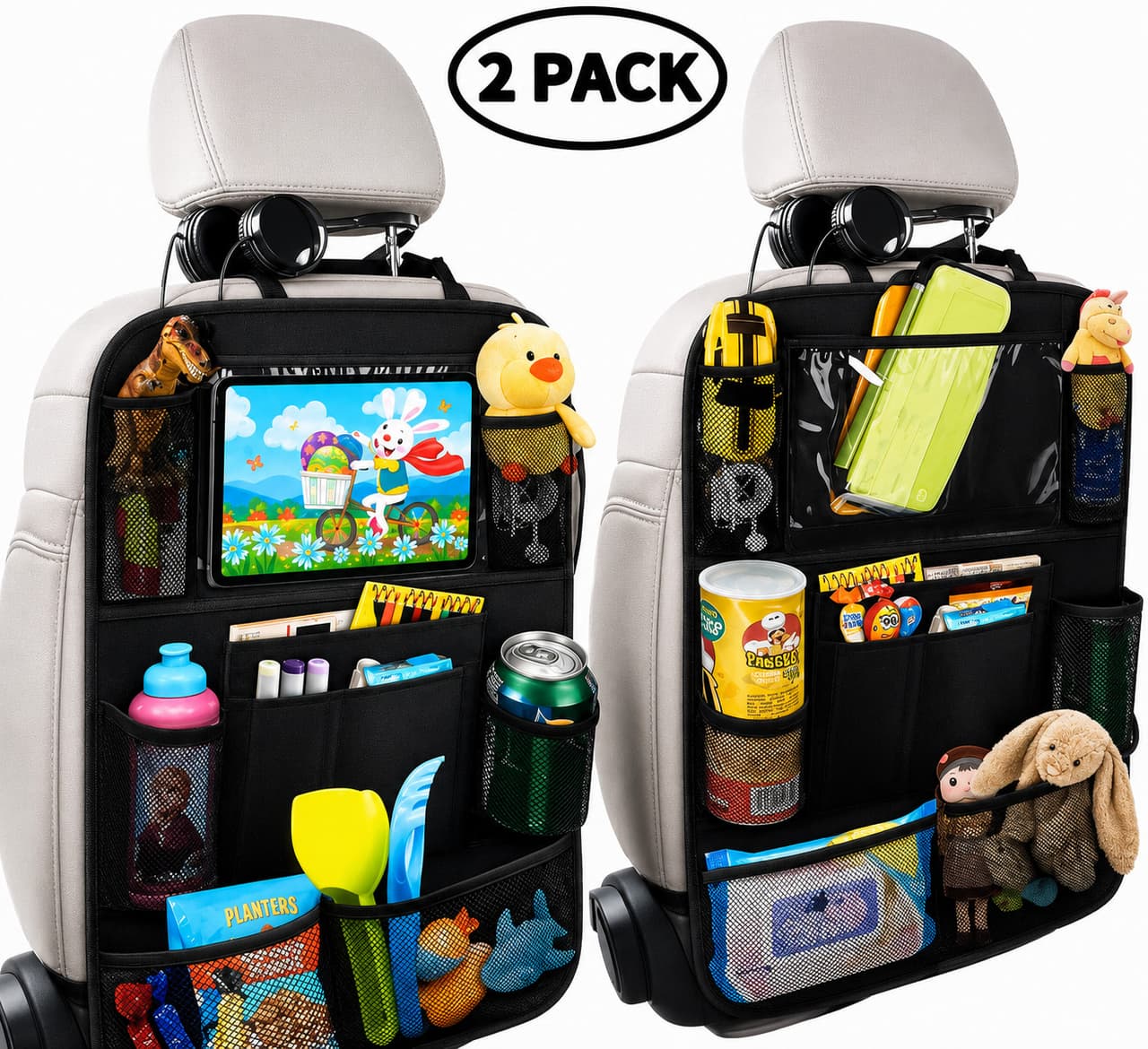 2 Pack Car Seat Back Organizer, High Quality Multi-Pocket Hanging Storage