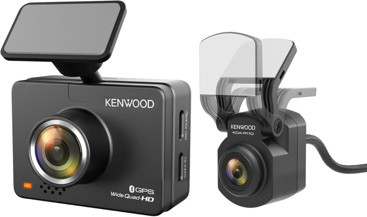KENWOOD Dash Cam Front and Rear with GPS, Full HD Dash Camera for Cars, Trucks &