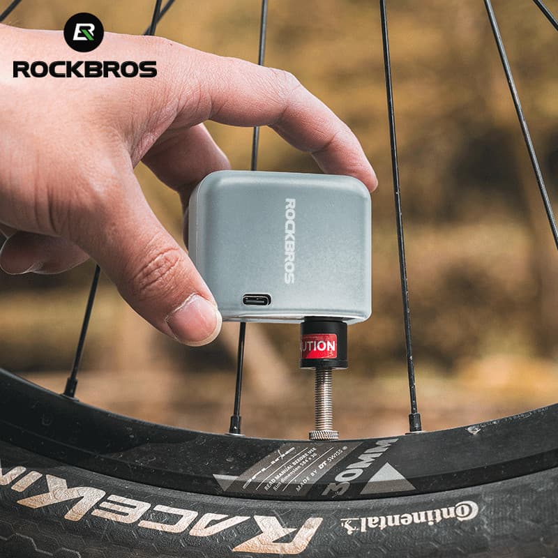 ROCKBROS AS1 Mini Electric Tire Pump Cube Tiny Bicycle Inflator Portable 100PSI