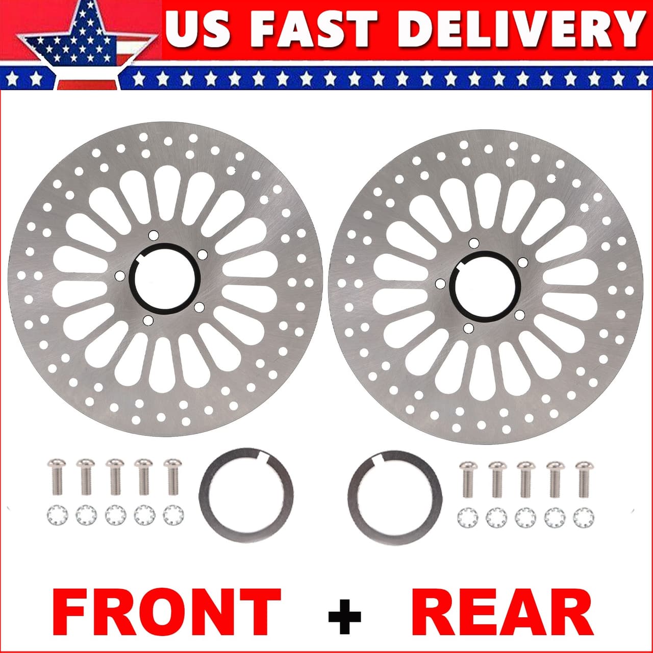Polished Front + Rear 11.5 Brake Rotors Fatboy Heritage Softail Deluxe FLSTN USA