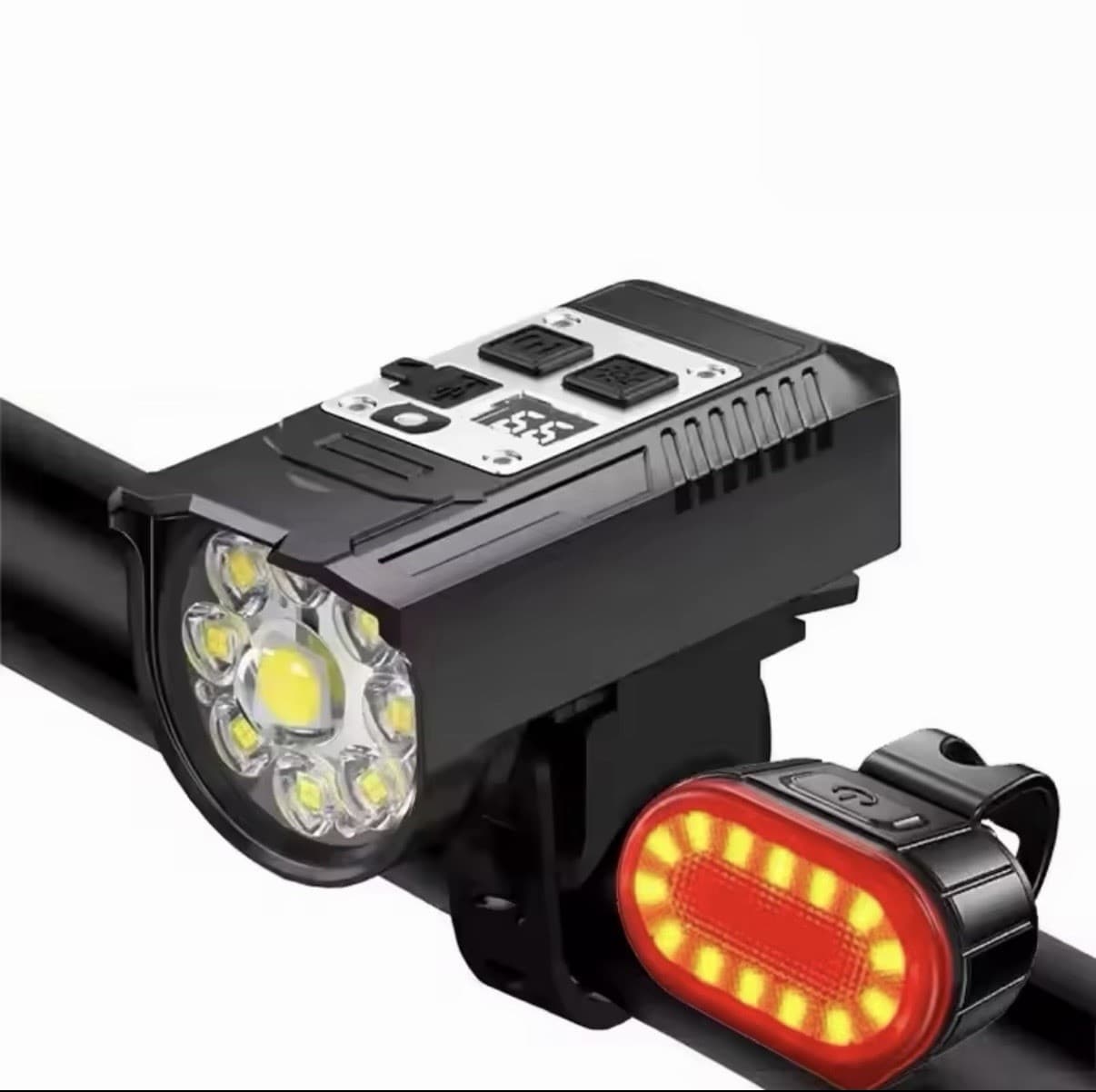 9 LED Rechargeable Bike Light Set Front Headlight Rear Tail Light USB Waterproof