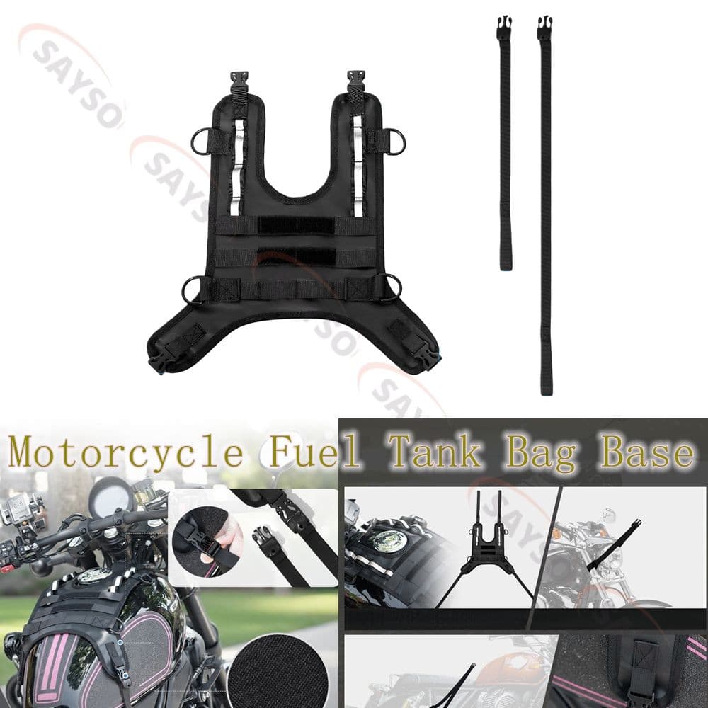 Universal Motorcycle Tank Mounted Vest Set Tank Bag Base Saddle Bag Base Black