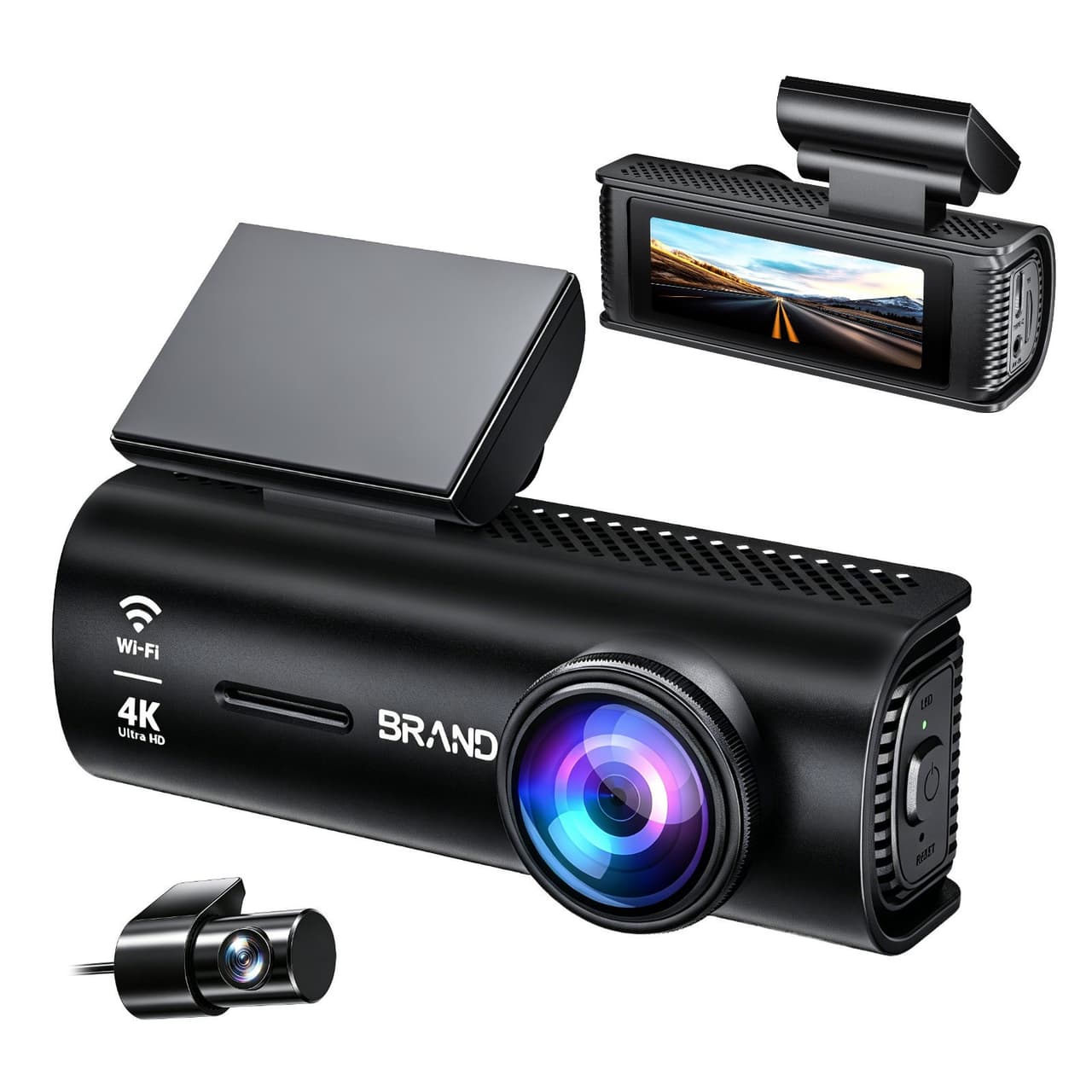 4K Dash Cam Front and Rear Dual Dash Camera WIFI &GPS 2160P+1080P Car DVR Camera