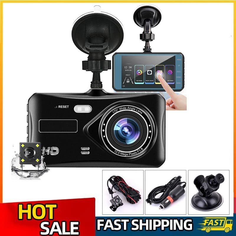 Dash Cam Pro Car Camera Recorder 4" Dual Front and Rear HD 1080P Night Vision
