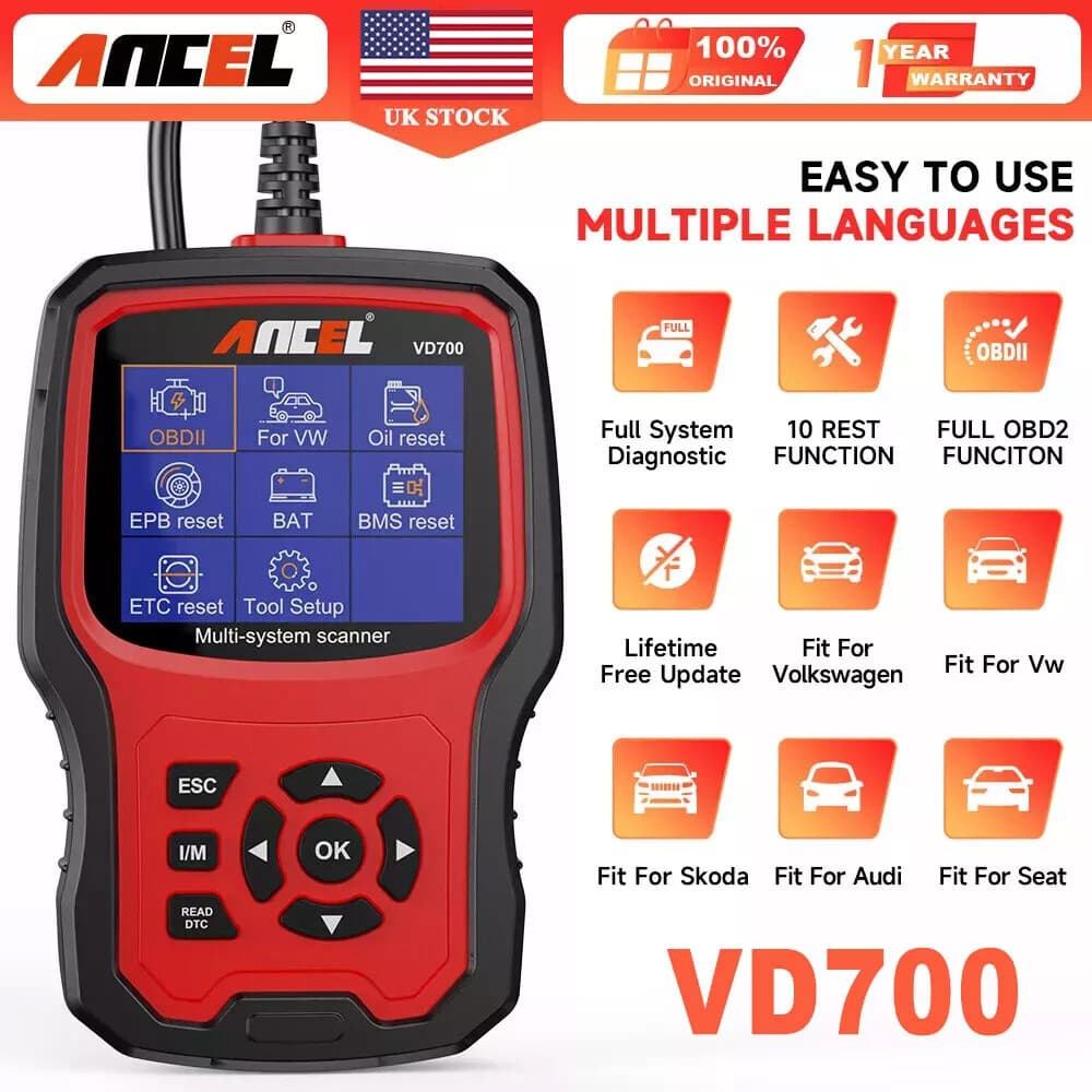 VD700-US for VW AUDI Car Diagnostic All System OBD2 Scanner EPB OIL DPF TPMS ABS