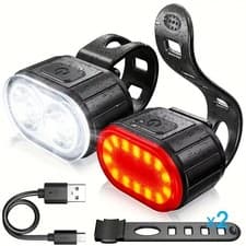 Rechargeable Bike Light Set USB Headlight Taillight LED Cycling Lamp