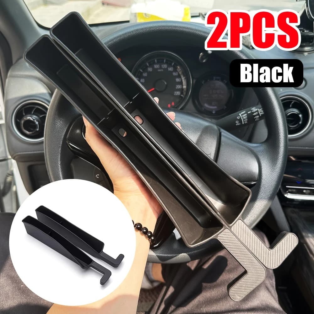 2PCS Car Black Seat Gap Filler Organizer Storage Box Phone Holder Console Gap