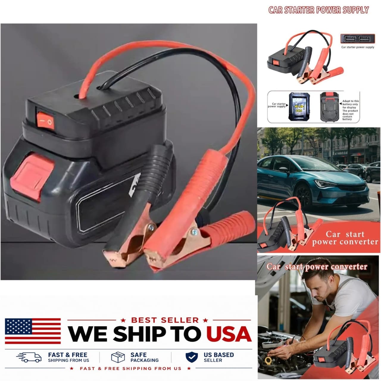 Portable Car Battery Jump Starter 12V Lithium Jump Box Emergency Vehicle