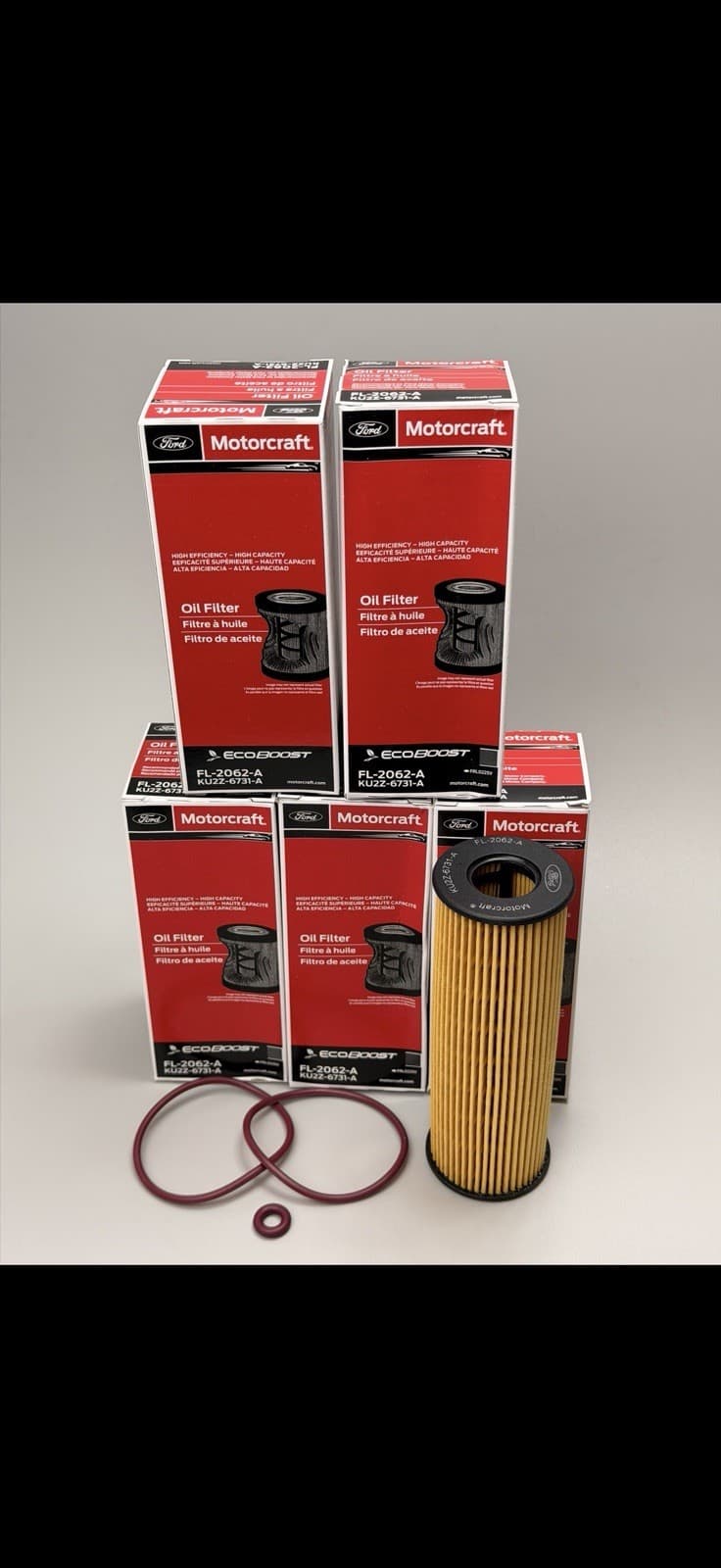 Set 5pcs. Motocraft FL2062A Engine Oil Filter KU2Z-6731-A OEM Ford (With GASKETS