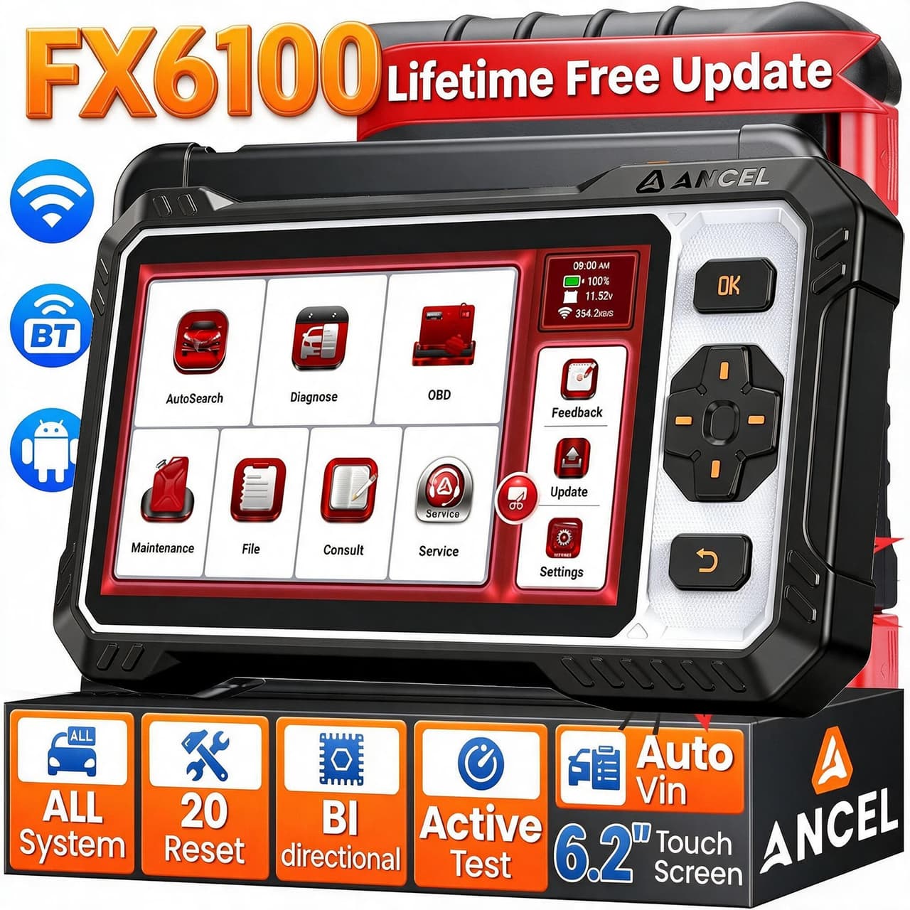 ANCEL FX6100 Bidirectional OBD2 Scanner All System Diagnostic Scan Tool 20+Reset