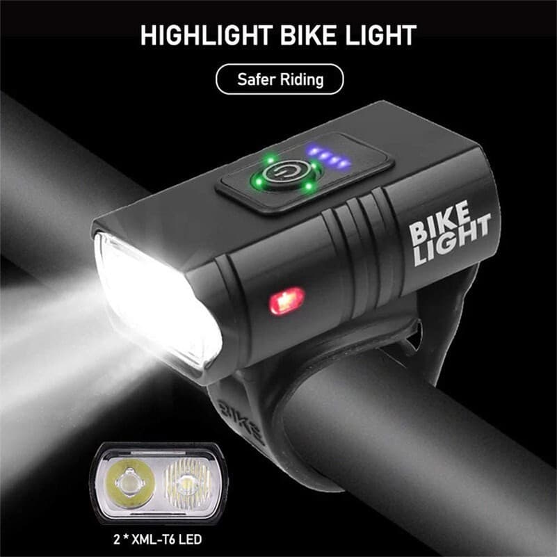 USB Rechargeable LED Bike Light Set Front and Rear Waterproof Cycling Lamps