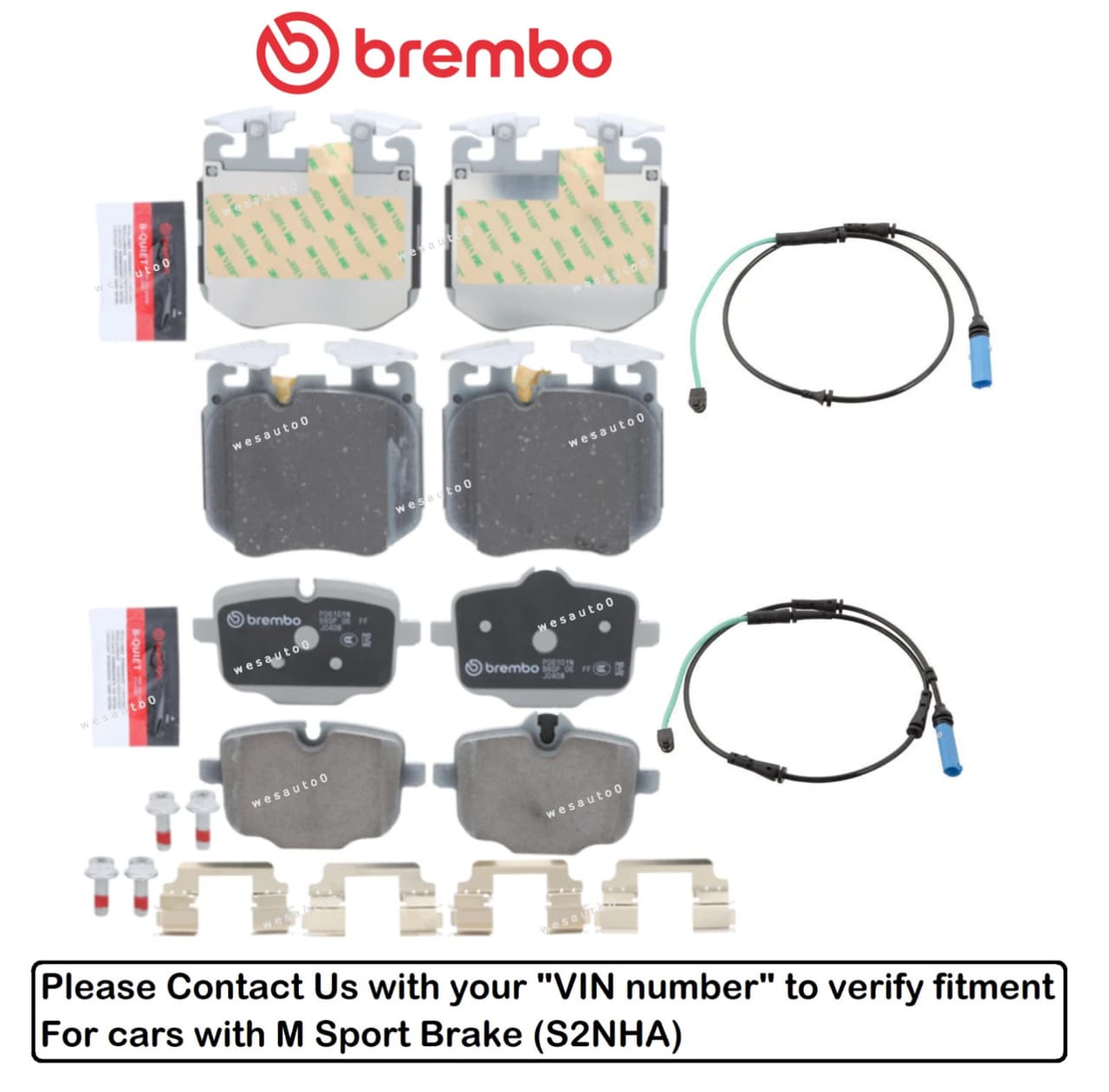 Front & Rear Brake Pad Set OE Brembo Ceramic +Sensor for BMW M550i xDrive