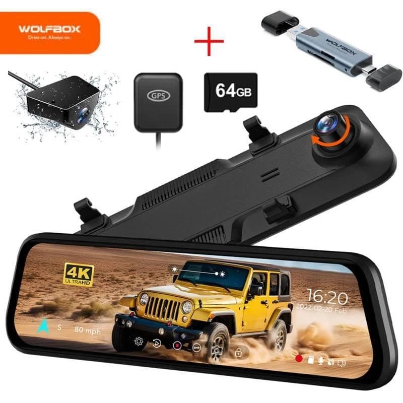WOLFBOX G850 4K Dash Cam Front and Rear Car DVR Dash Camera GPS Video Recorder