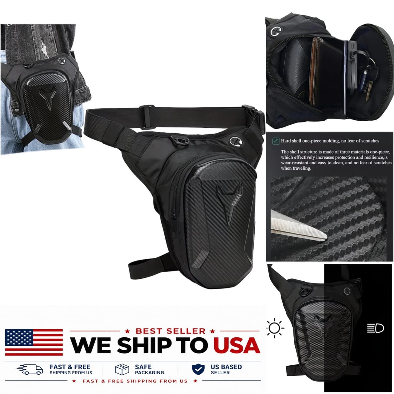 Motorcycle Leg Tank Bag Waterproof Waist Pack Crossbody Rider Biker Drop Thigh