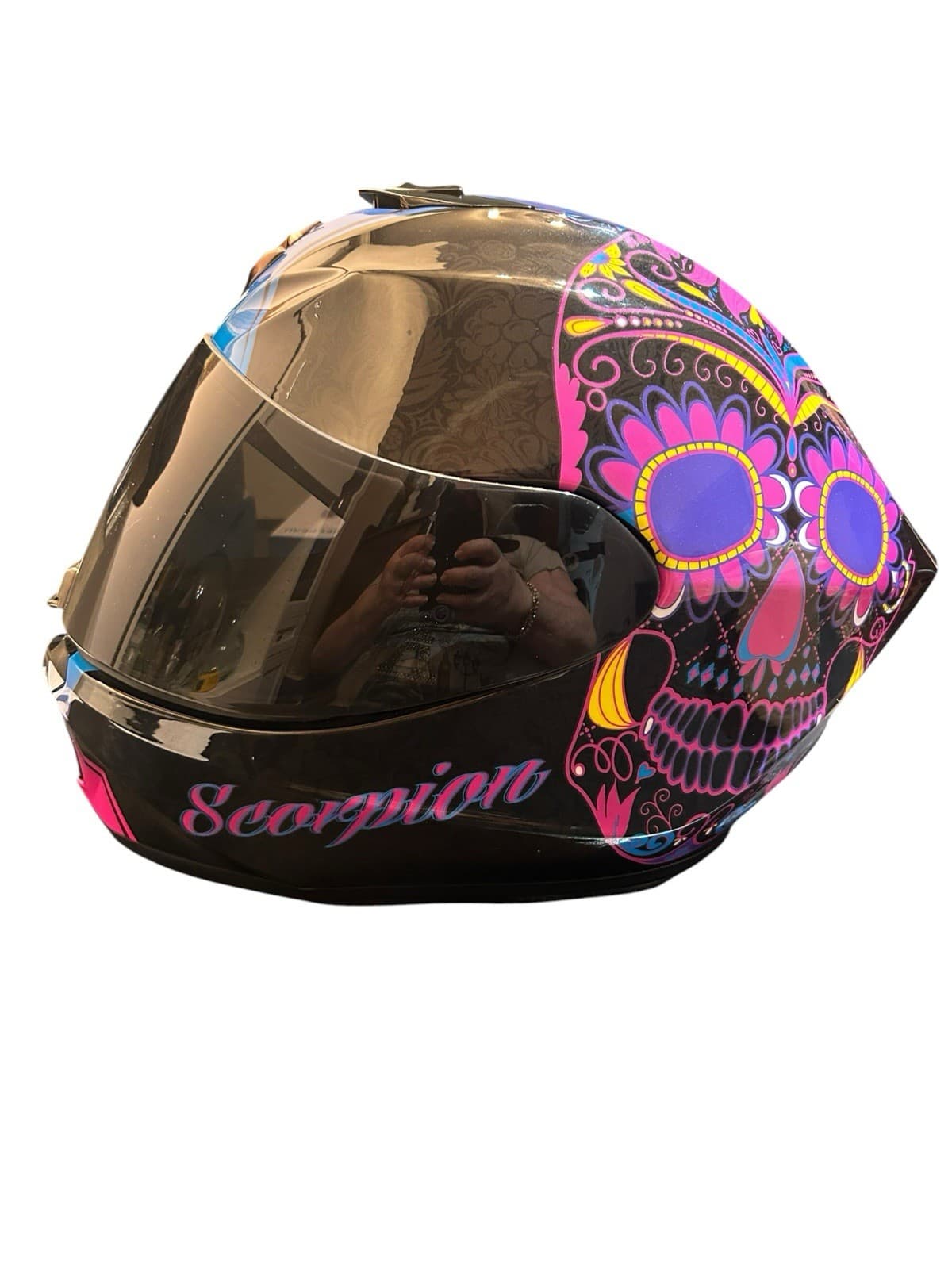 Scorpion Motorcycle Helmet Female Small Full Face Sun vizor Flowers Colorful