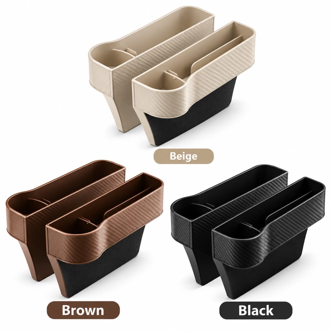 2PCS Car Seat Gap Organizer Storage Box Phone Holder Pocket Catcher Universal