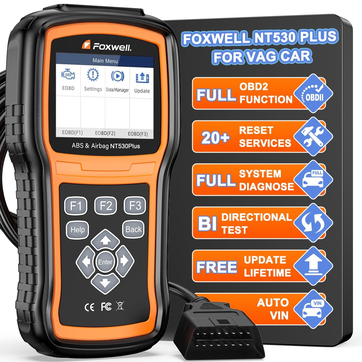 FOXWELL NT530 PLUS All Reset Car Diagnostic Tool OBD2 Scanner For VAG All System
