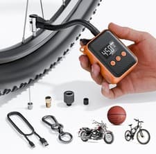 Electric Mini Bike Pump 130 PSI, Portable Bike Tire Pump with Gauge, 