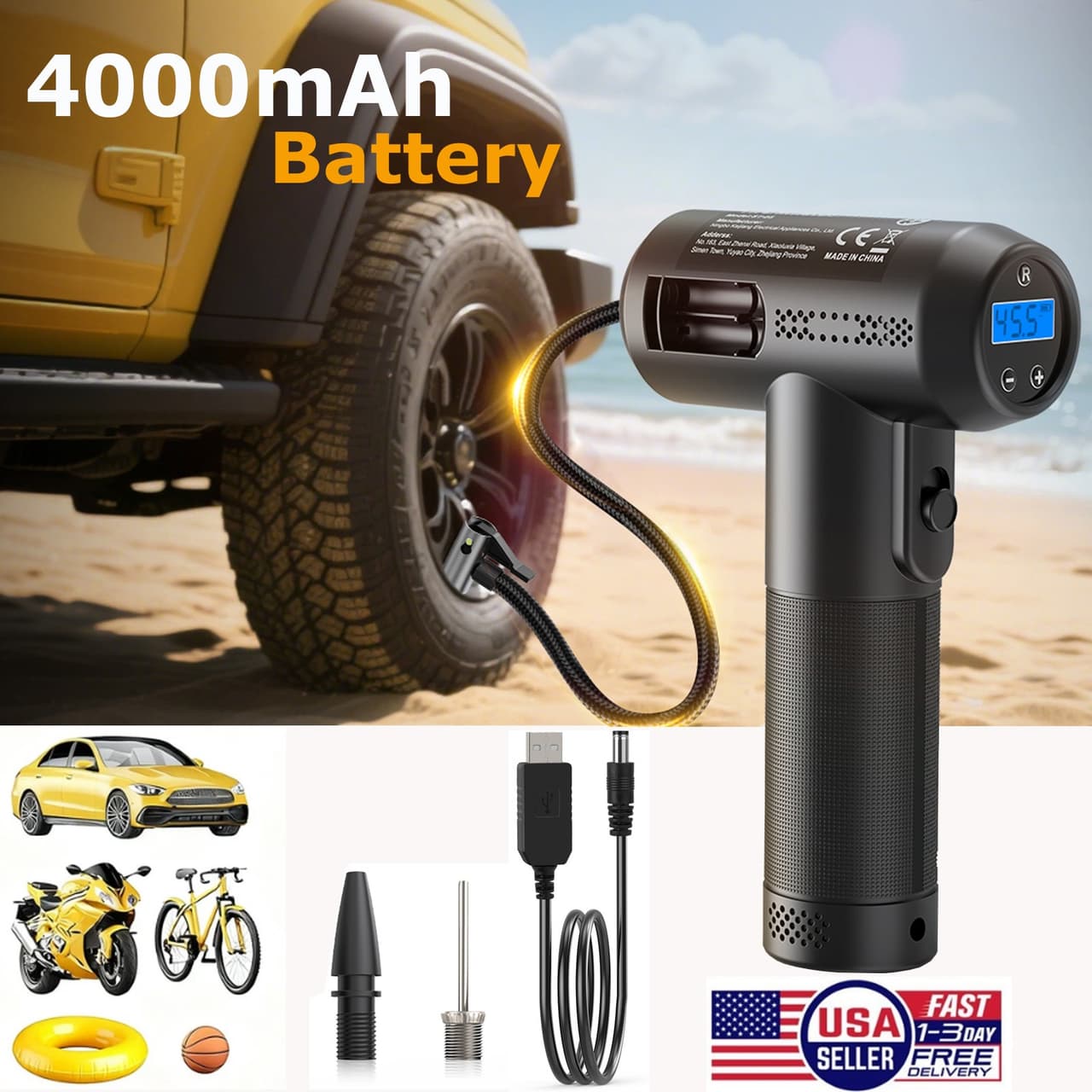 150PSI Air Pump Wireless Air Electric Tire Inflator Car Auto Bike Rechargeable