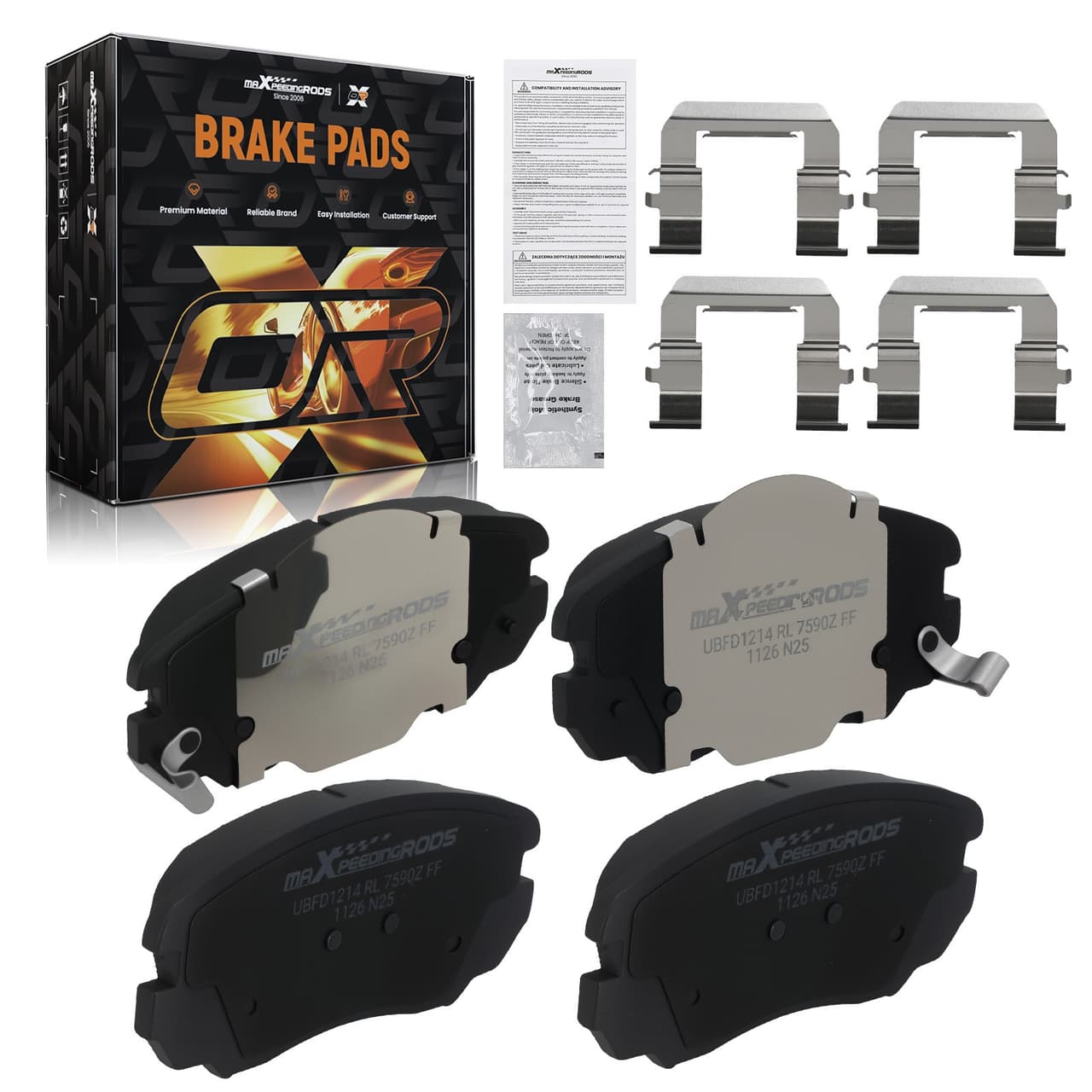 Front Ceramic Brake Pads Set for Chevrolet Equinox 2010-2017/Impala 2014-2020
