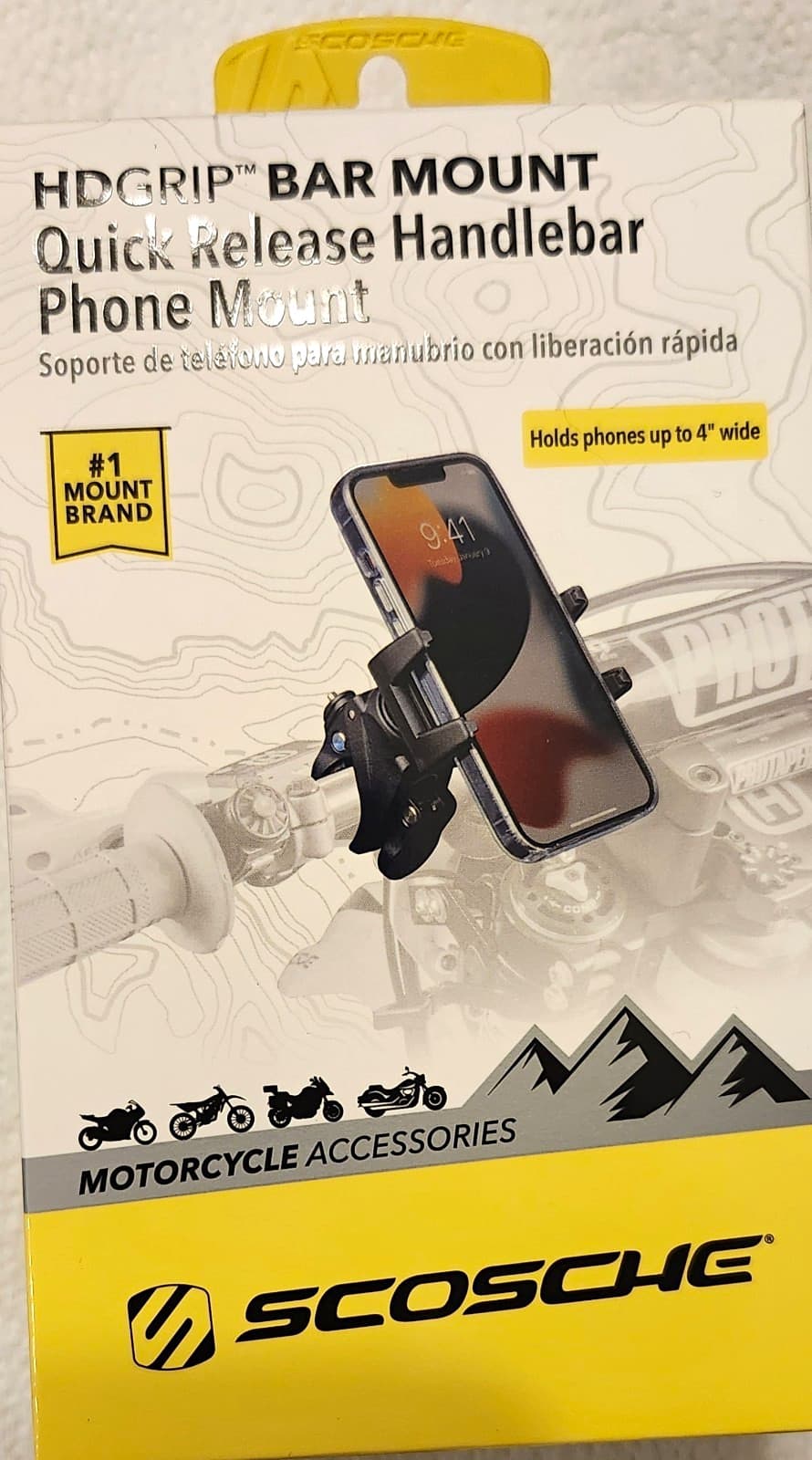 Scosche HDGRIP Bar Mount Handlebar Phone Mount Motorcycle ATV Bike - NEW