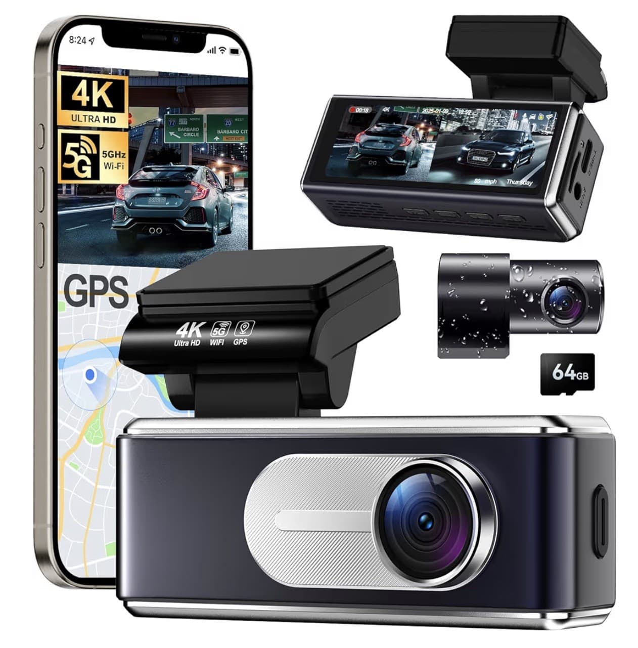 Csyibeielec Dash Cam Front and Rear - 4K HD Dual Dash Camera for Cars, Built-in