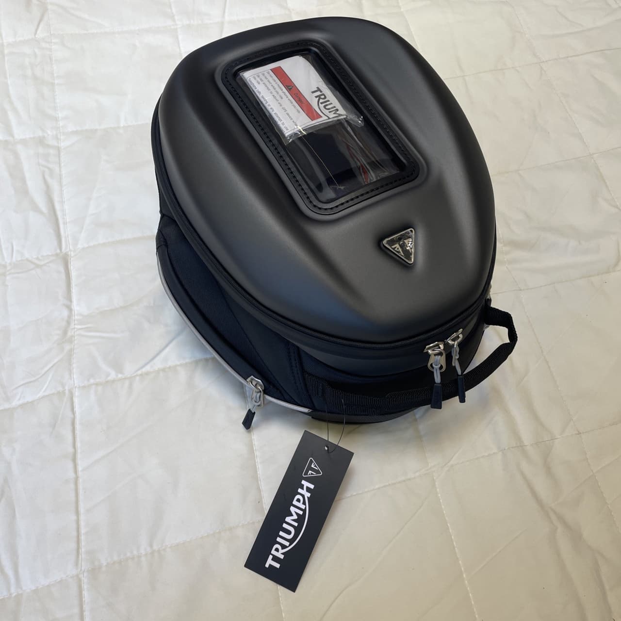 Triumph Street Triple Motorcycle Tank Bag Black Pockets #A9510571 NOS w/Hardware