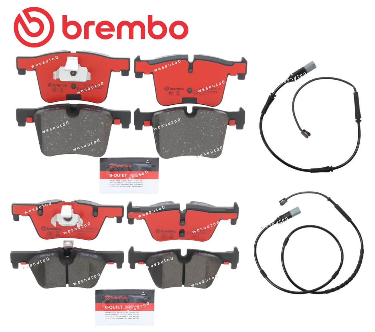 Front Brake Pad & Rear Brake Pad Set Ceramic OE Brembo + Sensors for BMW 2.0L