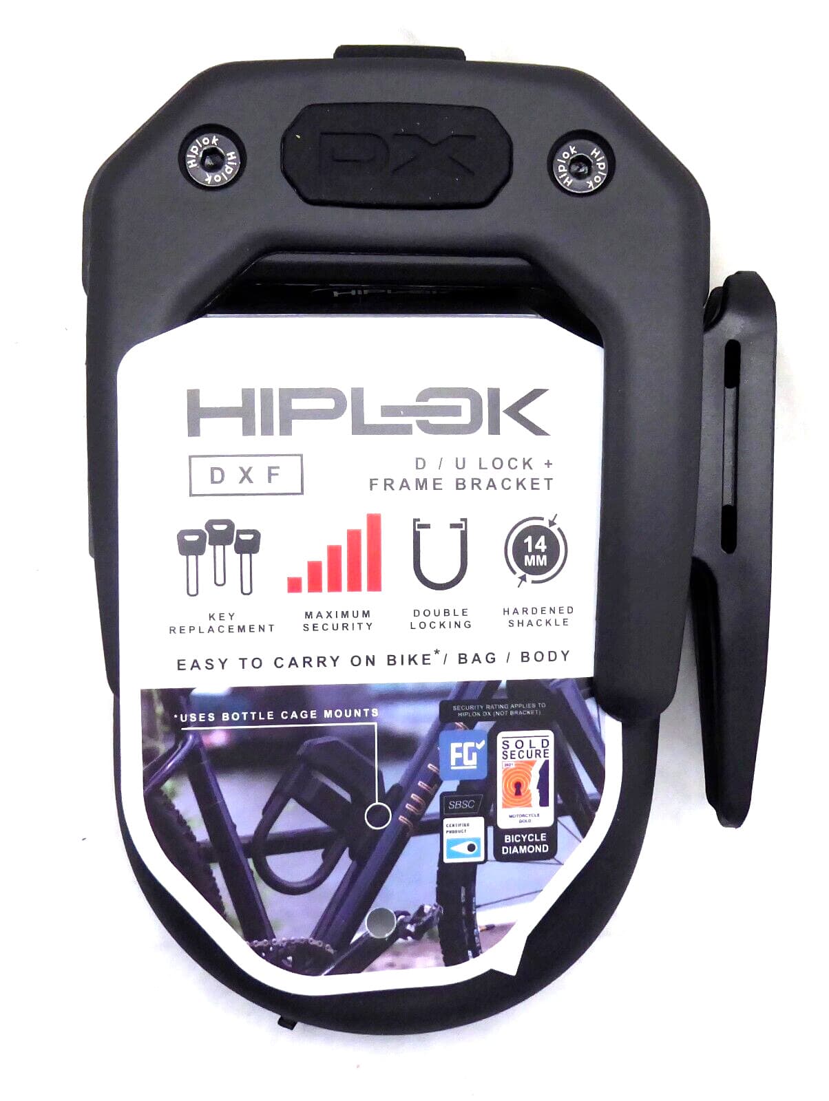 Hiplok DX U-Lock w/ Frame Clip Bike Lock Black
