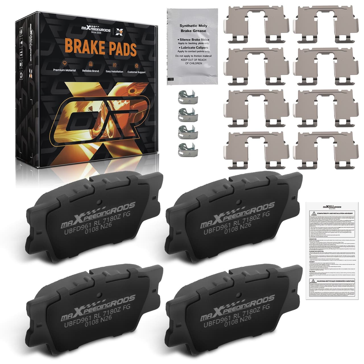 Rear Ceramic Brake Pads Set for Toyota Camry 2007-2023 Matrix 2009-2013 D1212