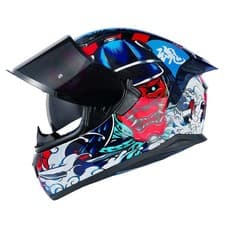 HAX Obsidian Full Face Motorcycle Helmet Dual Visor Samurai Red DOT Approved ECE