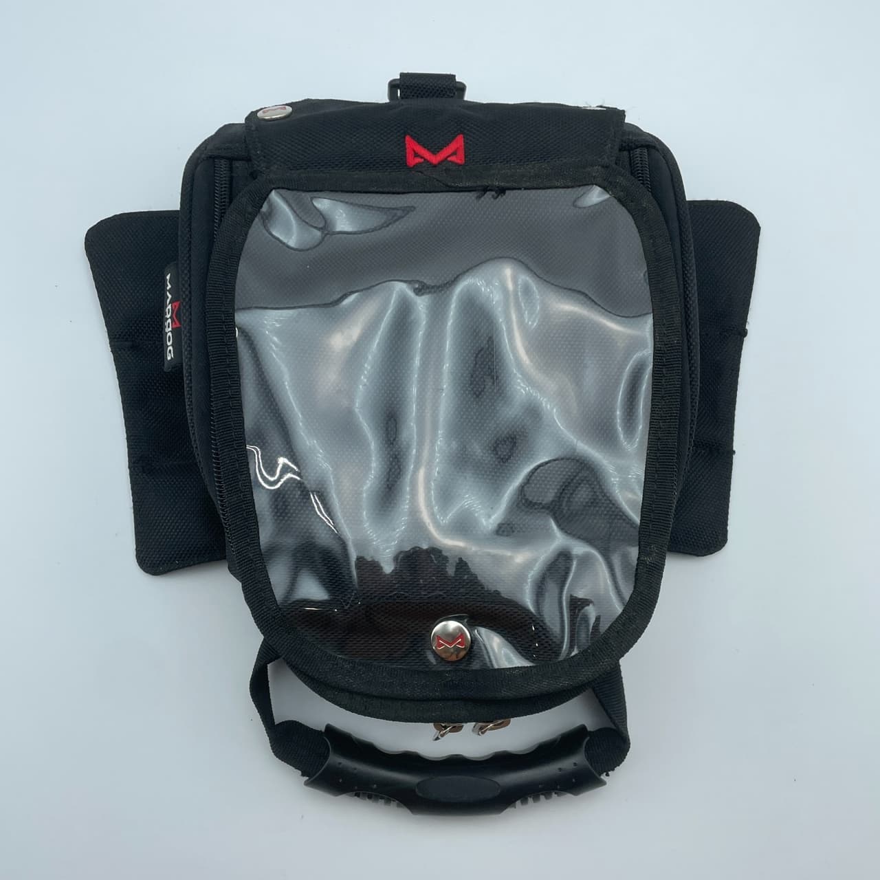 MADDOG GEAR Motorcycle Tank Bag Black Magnetic Clear Map Pocket Rain Cover