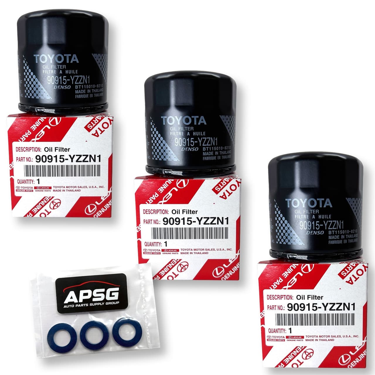 Genuine Oil Filter TOYOTA 90915-YZZN1 90915-YZZF2  & Drain Plug Washers OEM 3 PC