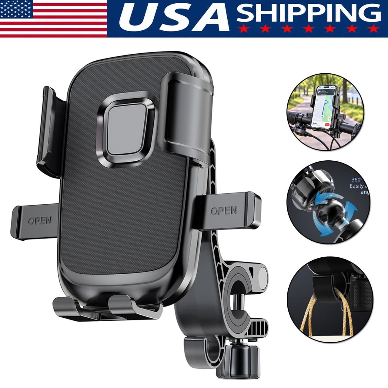 360° Bike Handlebar Phone Holders Phone Mounts Clamp Clip for Bike Motorcycle US