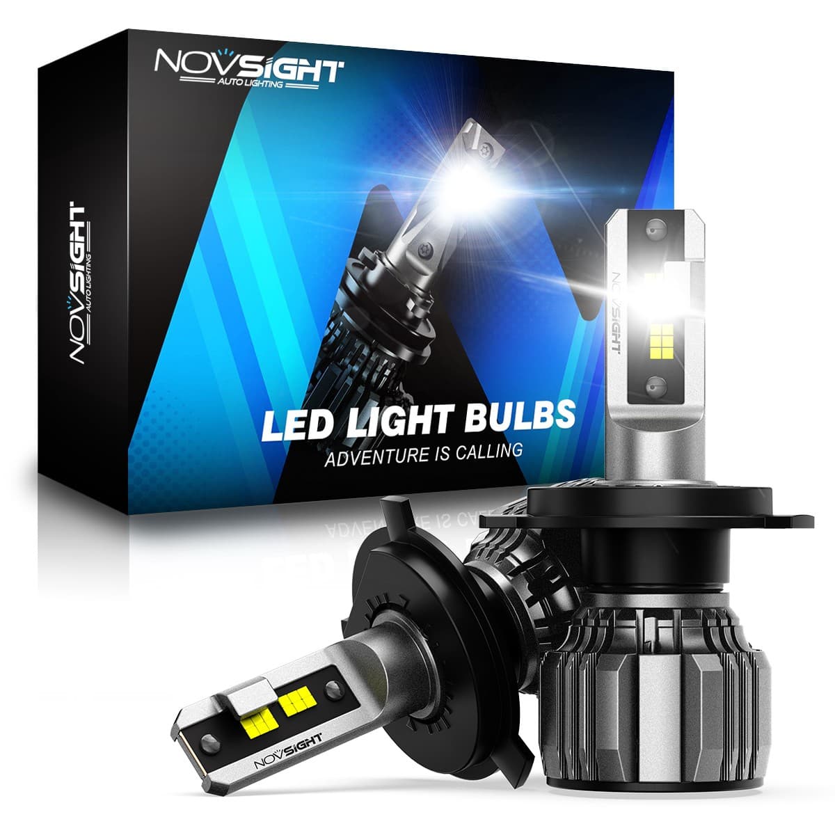 NOVSIGHT H4 9003 LED Headlight Bulbs High Low Beam 6500K Super Bright White 2Pcs