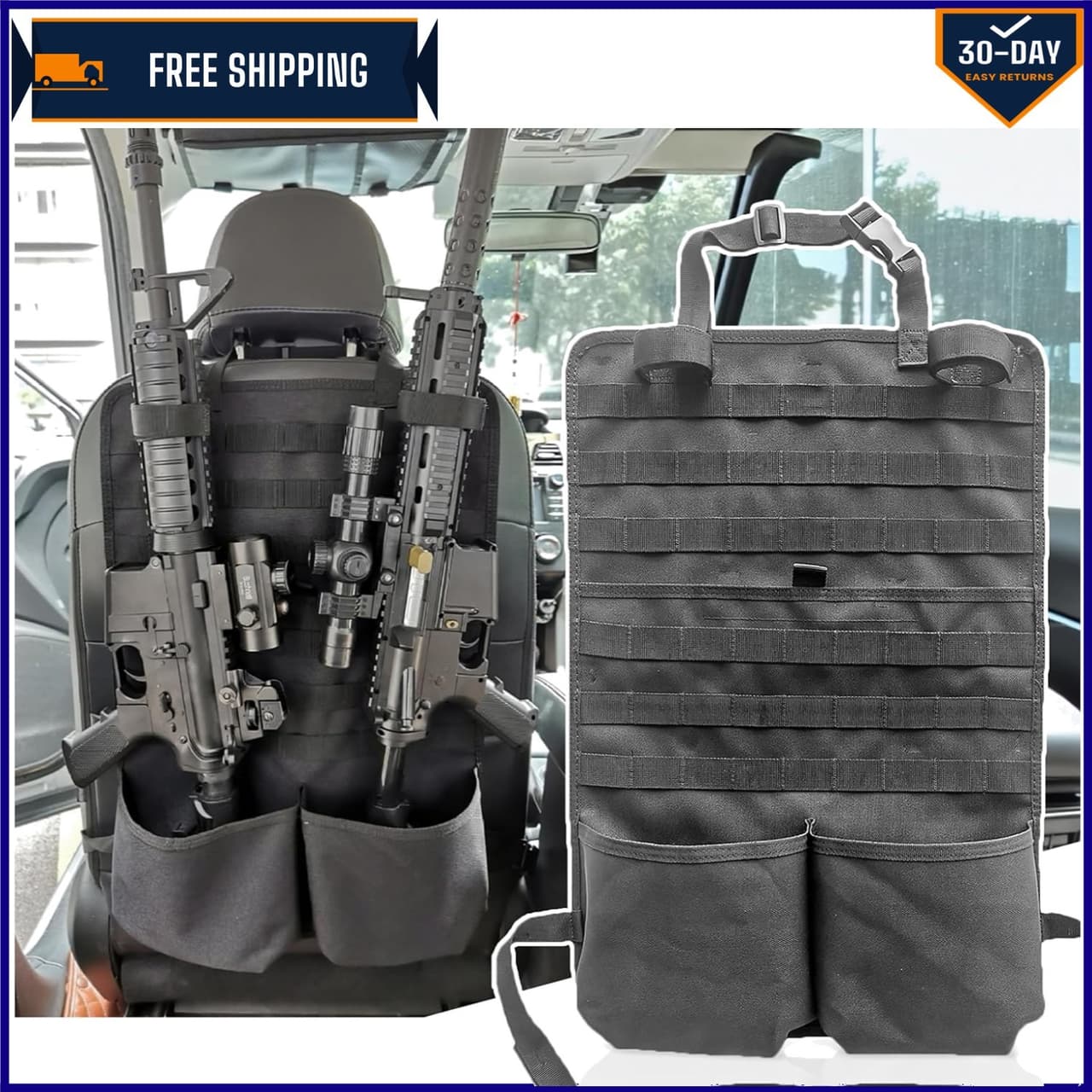 Heavy-Duty Tactical Car Seat Back Organizer - MOLLE Compatible Storage Solution