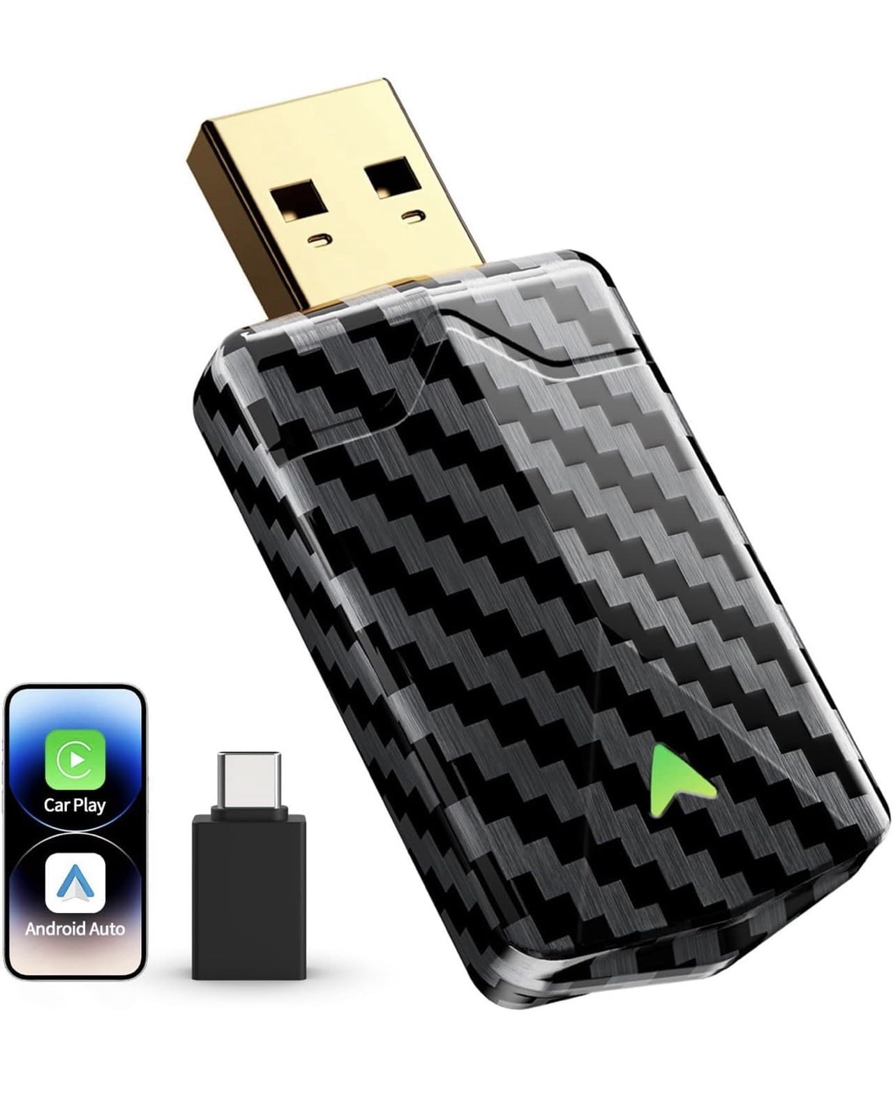 Mini Wireless CarPlay Adapter Android Auto USB A C No Delay Plug Play