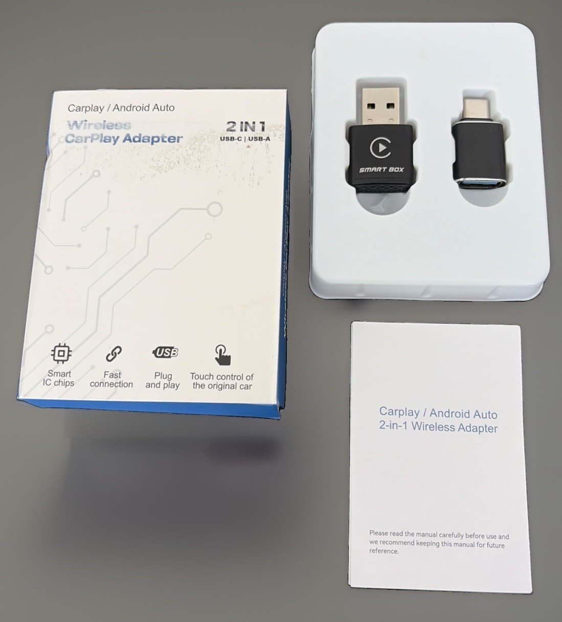 Wireless Apple CarPlay Adapter Smart Box 2 In 1 Android Auto  New With Box