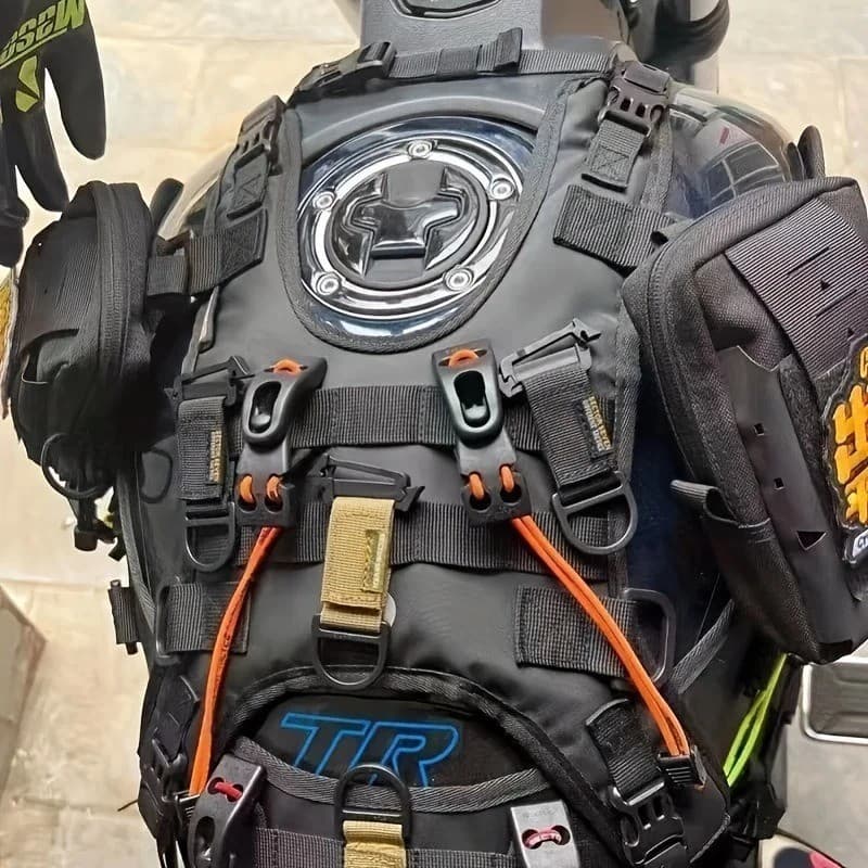 Universal Motorcycle Tank Vest Base ABS+TPU Fuel Tank Bag Mount Backpack Harness