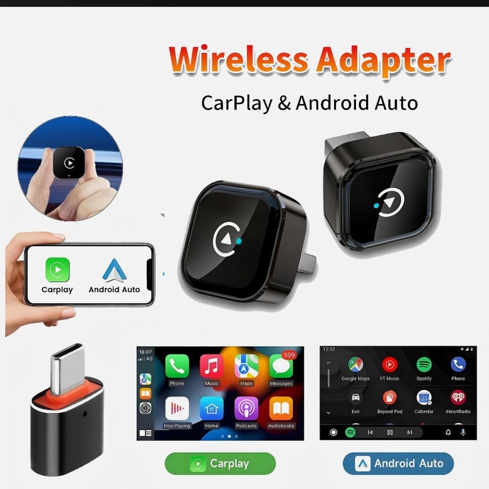 Wireless CarPlay Adapter for Apple iPhone & Android Auto USB Adapter Plug & Play