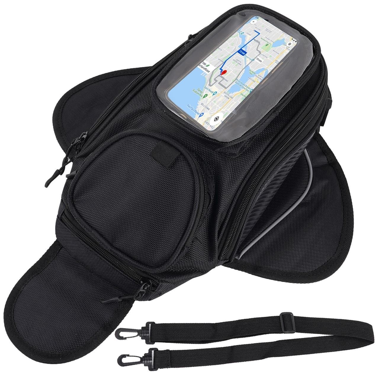 Magnetic Motorcycle Tank Bag Front Motorbike Storage Bag with Multiple Pockects